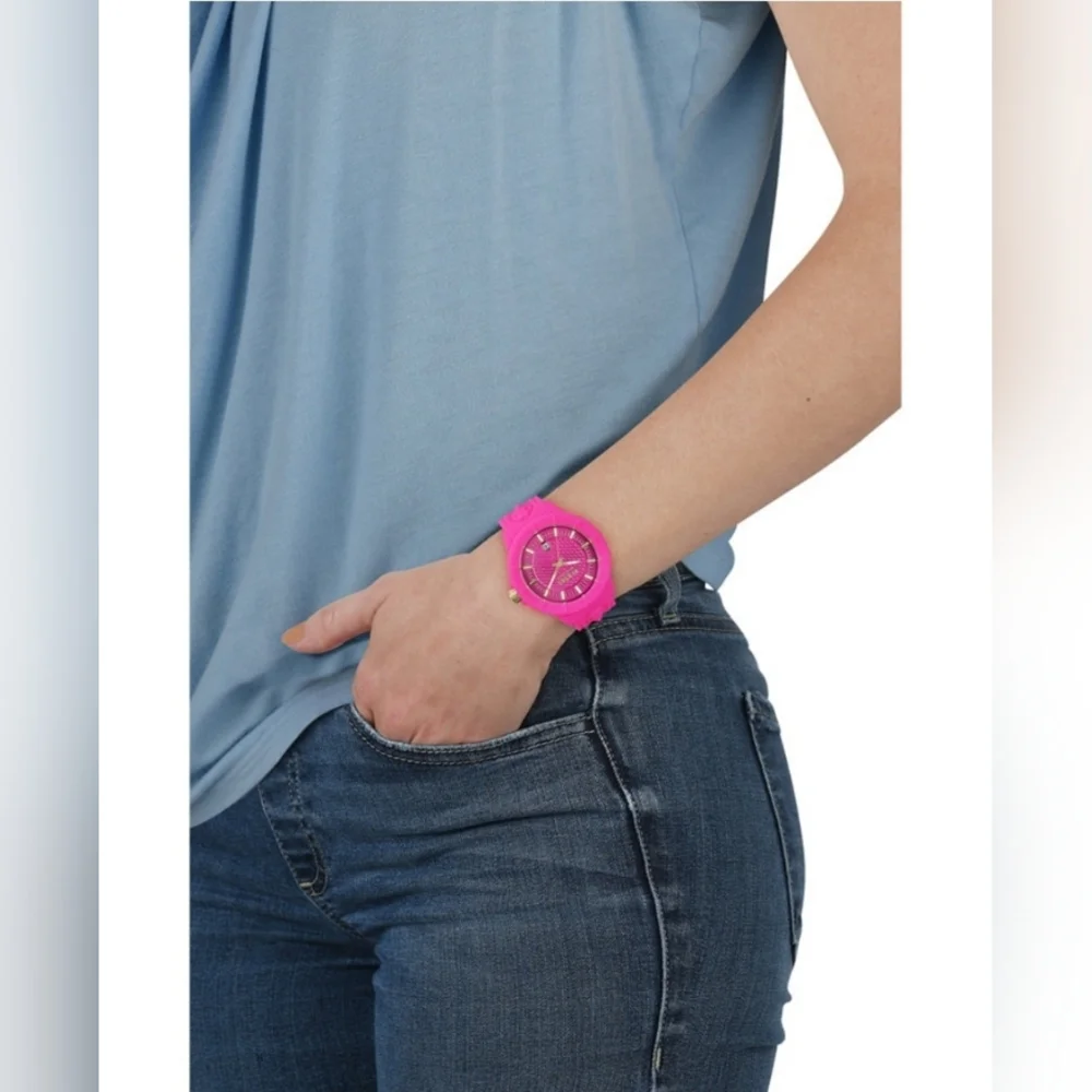 Versus Versace Pink and Gold Silicone Strap Watch